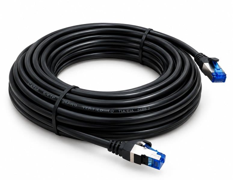 Cable Ethernet Cat6 para exteriores, 50 m / 164 pies, 24 AWG, 10 Gbps, apto para enterramiento, con cubierta de LLDPE resistente a los rayos UV; cable de red para Internet, incluye 20 bridas, compatible con PoE. Cat6 (compatible con Cat5), CCA, UTP